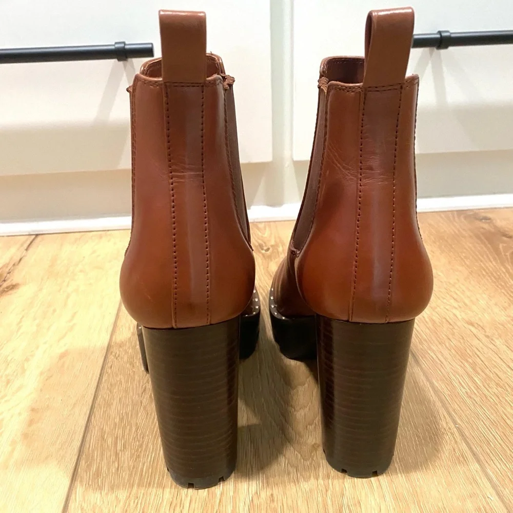 ANTONIO MELANI Boots Brown Paiva Chelsea Ankle Leather Booties Women’s 7.5 Heel